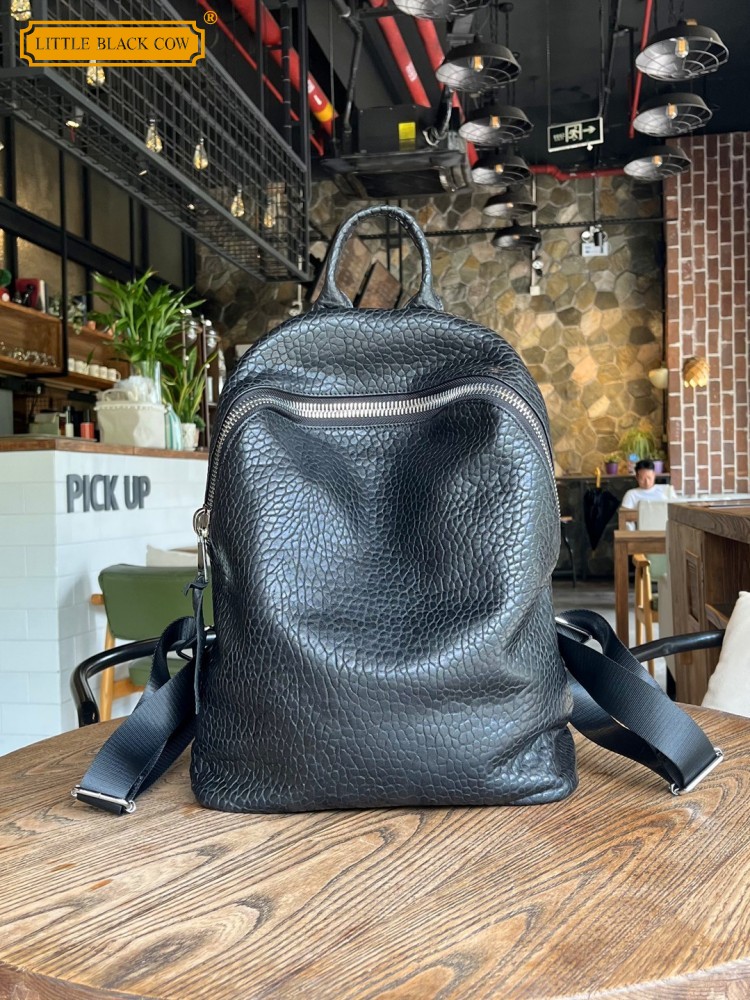 Leather Work Bag Men - Мягкий повседневный рюкзак из натуральной овчины