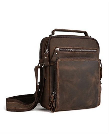 Leather Work Bag Men - Мужская винтажная сумка через плечо из