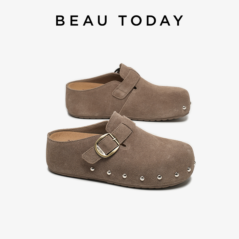 Leatherwork Rivets - BEAUTODAY Повседневные женские мюли из замши
