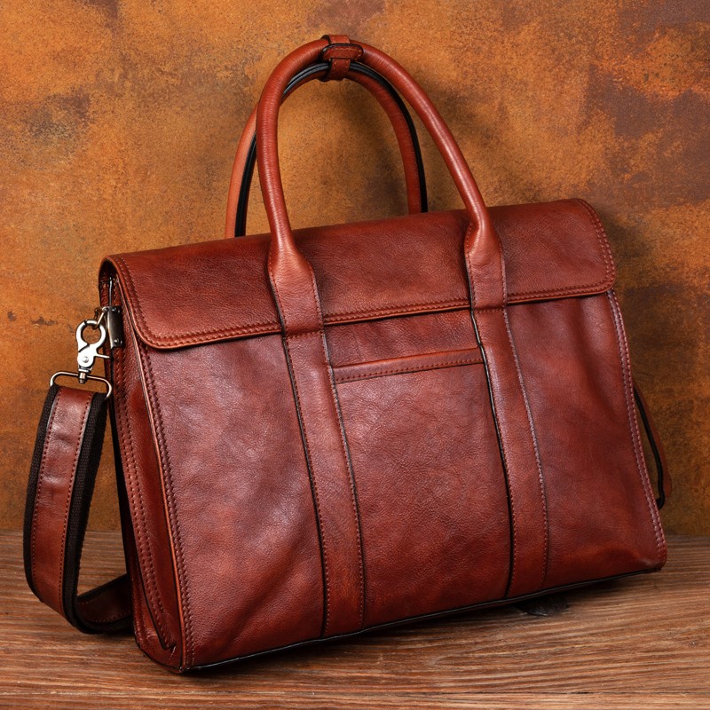 Leather Work Bag Men - Кожаная сумка растительного дубления, мужская сумка-мессенджер,