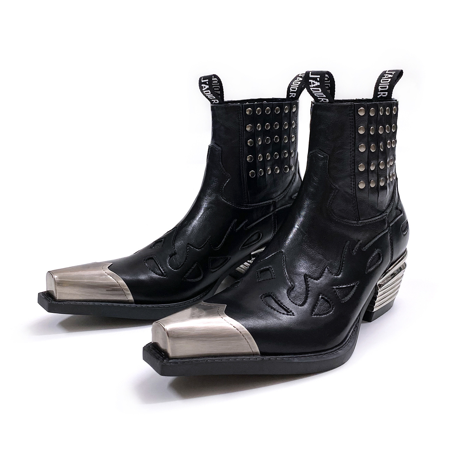 Leatherwork Rivets - Ретро-панк металлические ботинки челси с острым