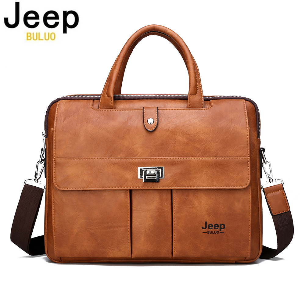 Leather Work Bag Men - Мужской кожаный портфель Jeep Buluo для