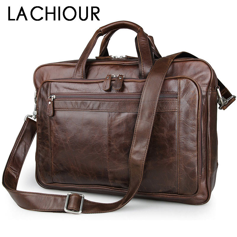 Leather Work Bag Men - Мужская сумка из натуральной кожи LACHIOUR,