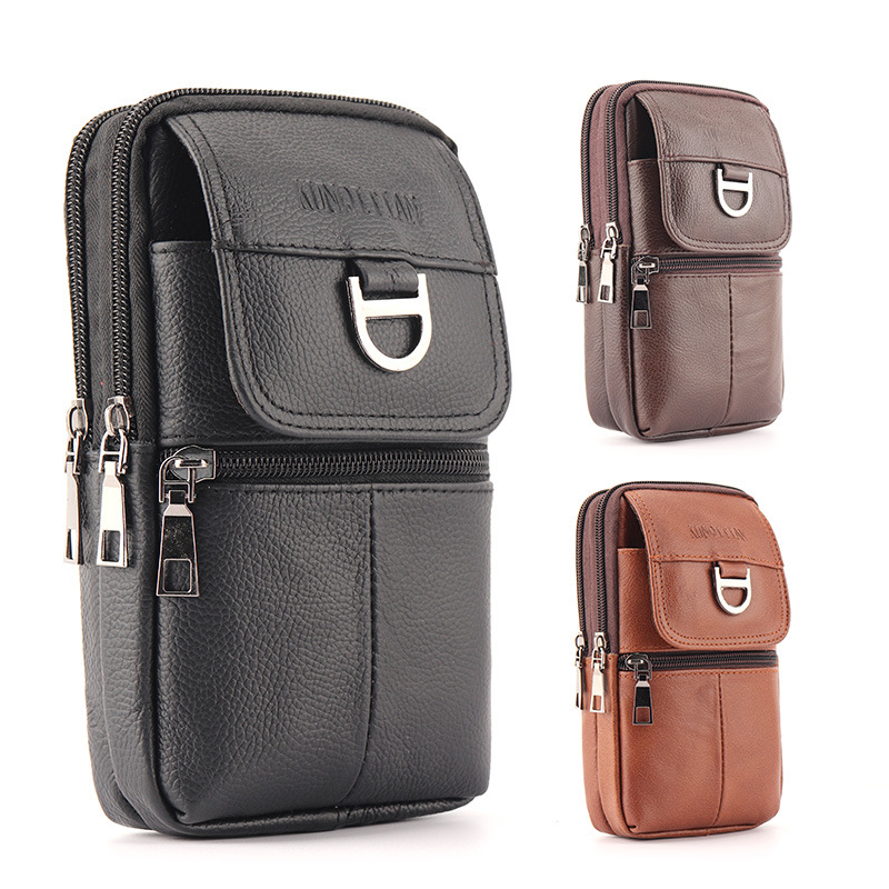 Leather Work Bag Men - Мужская кожаная поясная сумка - вместительная